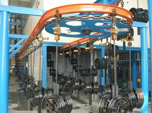 Metallic Item Industrial Overhead Conveyor System Coating Solution For Oversized Products