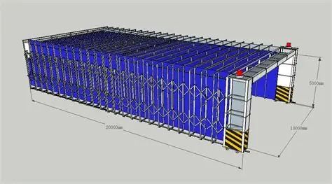 Telescopic mobile spray paint booth, telescopic tent industrial model, mobile and efficient
