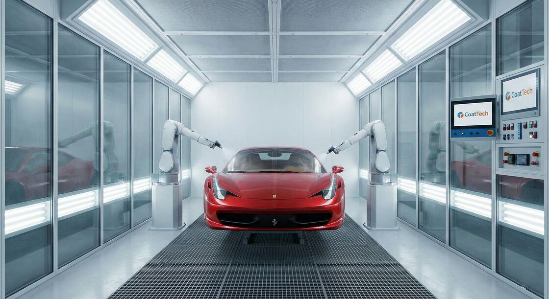 High-Performance Automated Robotic Paint Finishing System & Down-Draft Spray Booth for Automotive OEMs and Body Shops
