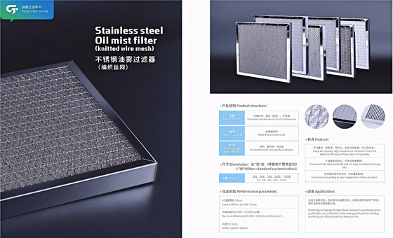 Filtro de névoa de óleo industrial personalizável - aço inoxidável de alto desempenho