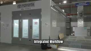Cabine de pintura integrada e sistemas de preparação de superfície